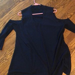 Choker neck, cold shoulder tee